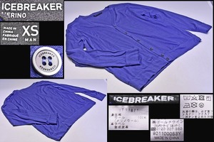 ICEBREAKER ★ アイスブレーカー ★ MERINO ★ カーディガン ★ ネイチャーダイド ブルーベリー ★ XS ★ IT11871 ★ ウール100% ★ 中古品