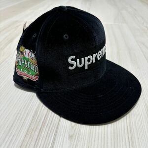 国内正規Supreme Velour Box Logo New Era BLACK 60.6 シュプリーム ベロア ボックス ロゴ ニューエラ キャップ