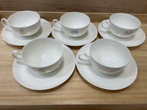 【4674】Noritake ノリタケ ボーンチャイナ カップ＆ソーサー 5客 和田誠 MAKOTO WADA 食器 洋食器 茶器