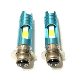 ズーマー 12V PH7 P15D LED ヘッドライト ホワイト ブルーライト付 交流 直流 兼用 HiLo切替 6000K 汎用 バイク 原付 2個