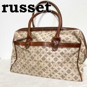 美品russet ラシットセミショルダーバッグトートバッグ総柄ブラウン