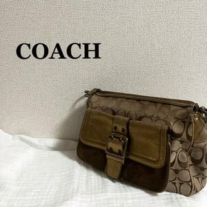 美品COACH コーチセミショルダーバッグトートバッグ シグネチャー ベージュ