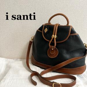 美品i santi イサンティショルダーバッグハンドバッグ ブラックxブラウン