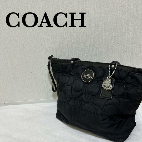 レアCOACHコーチ セミショルダーバッグ/トートバッグ ブラック黒