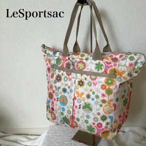 美品LeSportsac レスポートサック セミショルダーバッグトートバッグ白