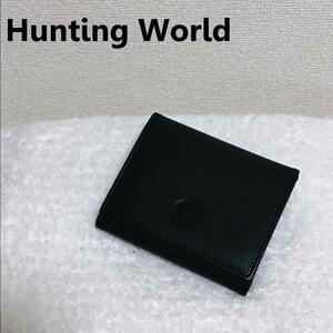 美品Hunting Worldハンティングワールドウォレット折り財布ブラック黒