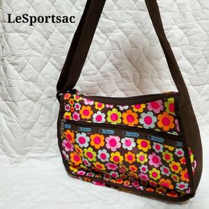 美品LeSportsac レスポートサック ショルダーバッグ ブラウン花柄