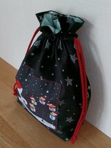 ★snoopy* 巾着袋*クリスマス *マチ有り 大きめ*お菓子入れ*スヌーピー*ハンドメイド♪_画像3