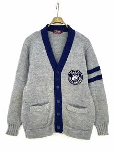 8-708 OLD Chaps Ralph Lauren ラルフローレン 日登美時代 極厚手 ウール ローゲージ リブニット セーター カーディガン サイズ M グレー系