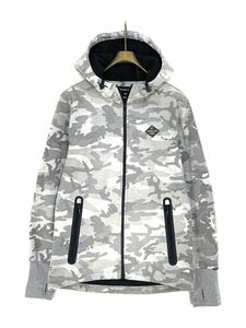 8-755 クイックシルバー Quiksilver コーティング カモフラージュ フリース パーカー ジャケット アウター サイズ M表記/L相 グレー系