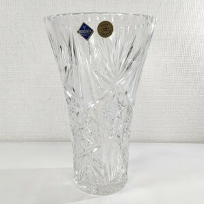 BOHEMIA Crystal ボヘミアクリスタル ケース付 ガラス 花瓶 フラワーベース 花挿し 器 ガラス 工芸 美術 品【美品】4614Gの画像2