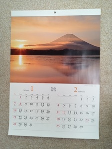 送料無料★すぐに発送します!★【大きいサイズ! 日本の風景 B3 壁掛けカレンダー 2024年 52x36㎝】絶景 大自然 富士山 こよみ 暦 D