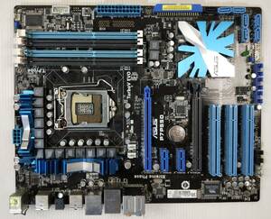 【中古パーツ】BIOS確認のみ、ASUS P7P55D マザーボード　ＩＯパネル LGA1156 ■MB4097