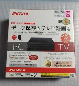 新品未開封送料込☆BUFFALO 「外付けHDD 8TB」データ保存もテレビ録画もHD-EDS8U3-BE ブラック