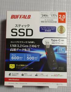 新品未開封 送料込☆BUFFALO 外付けSSD 2TB ポータブルSSD-SCT2.0U3-BA 外付けSSD USB-C＋USB-A接続 (PC・TV両対応、PS5対応