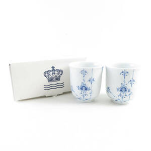 未使用 ROYAL COPENHAGEN ロイヤルコペンハーゲン ブルーパルメッテ 057 カップ 200ml 2点 ペア コップ SY7337H