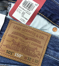 新品タグ付17600円を■Levi's 501 ボタンフライ 150周年モデル ストレート クラッシュ デニム ジーンズ 00501-3383/32■在庫限り■_画像1