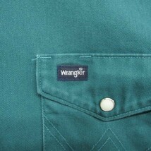 ラングラー サイズ 17 1/2×35 XL程度 ウエスタン シャツ 長袖 コットン グリーン Wrangler 古着 ビッグサイズ 1J2510_画像5