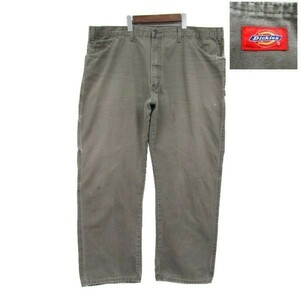 ビッグサイズ W44 程度 ディッキーズ Dickies ダック ワーク ペインター パンツ カーキ グリーン 古着 2D2496　