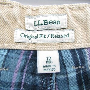 サイズ 12REG W30 程度 メキシコ製 エルエルビーン L.L.Bean カラー デニム パンツ バギー ワイド テーパード ベージュ 古着 2N3081の画像3
