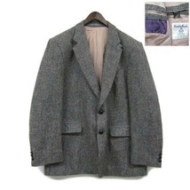 サイズ M 程度 スコットランド製 ハリスツイード Harris Tweed ウール テーラードジャケット ジャケット ブレザー グレー 古着 2JA2693_画像1