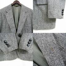 USA製 サイズ？ Harris Tweed ツイード ウール テーラード ジャケット ブレザー ハリスツイード ブラック ホワイト 古着 ビンテージ 3N2309_画像8