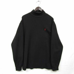 USA made Polo size M Ralph Lauren long sleeve high‐necked long T-shirt pull over long T black Polo Ralf old clothes Vintage 3N2710