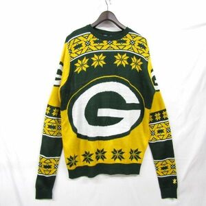 サイズ M NFL Green Bay Packersノルディック セーター ニット フットボール グリーンベイパッカーズ グリーン 古着 ビンテージ 3N2707