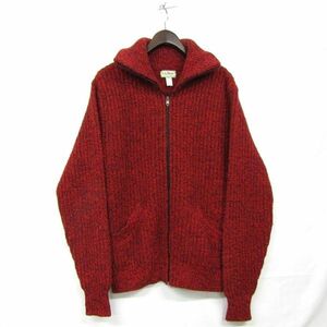 70s 80s ★USA製★ サイズ M L.L.Bean ハーフジップ ニット プルオーバー セーター レッド エルエルビーン 古着 ビンテージ 3N2706