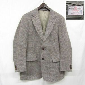 サイズ ？ Harris Tweed ツイード ウール テーラード ジャケット ブレザー ハリスツイード グレー 古着 ビンテージ 3N2703