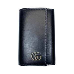 GUCCI Gucci 435305 6 ream key case key ring double G small articles leather black black 
