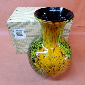 k147 KAMEI GLASS カメイガラス 花器 花入 花瓶 フラワーベース サイズ:口径約11cm 高さ約26cm 胴径約17cm/100