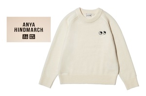 新品 UNIQLO ANYA HINDMARCH ユニクロ アニヤハインドマーチ プレミアムラムクルーネックセーター 150(約XS) ①