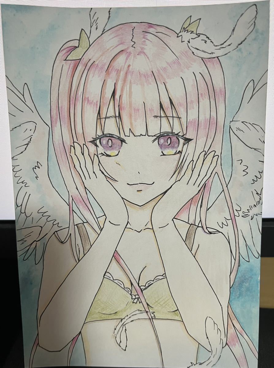 Hand drawn illustration original female angel wings, comics, anime goods, hand drawn illustration