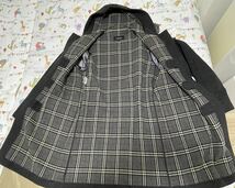 中古美品★メンズ L LL 175 180牛角ウールロングダッフルコート春秋冬物バーバリーBurberry バーバリーブラックレーベル 濃灰色 グレー冬物_画像2