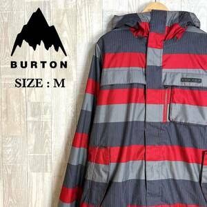 M3175BURTON バートン　スノーボードウェア　Mサイズ　ボーダー　赤　黒　グレー　中綿ポリ　ウィンタースポーツ　DRY RIDE メンズ