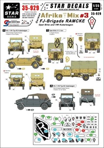 スターデカール 35-929 1/35 ドイツ アフリカ軍団 ミックス #3 ラムケ降下猟兵旅団オペルブリッツ・VW キューベルワーゲン