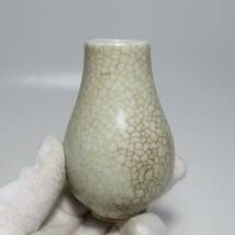 中国美術　清代　哥窯尊　哥窯小瓶　時代物　H８.５cm_画像1