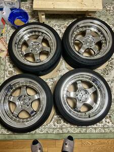 タイヤホイール4本セット 18インチ 10j+25 pcd114.3x5 メッキホイール 深リム s15jzx100 マーク|シルビアGT-Rスカイライン ローレ