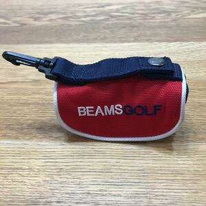 BEAMS GOLF ビームスゴルフ ボールケース ゴルフボールポーチ 赤系　送料込