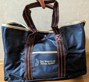 【送料込 新品 初開封】ピーターラビット トートバッグ かばん カバン THE WORLD OF PETER RABBIT 紺色 ネイビー