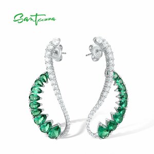  earrings white white green green silver ring swaying lady's 