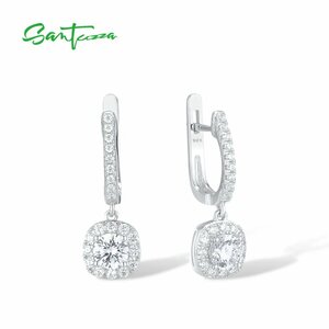  earrings white white zirconia silver pick hoop ring lady's 