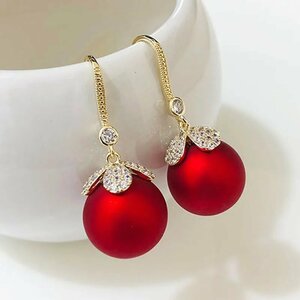  серьги Vintage красный красный конфеты жемчуг крюк сладости женский 