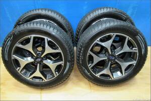 ★5508★美品★ブリヂストン 225/55R18 スタッドレス DM-V3 2022年★フォレスター 18×7J・ET 48・穴 5・PCD 100 純正アルミ★SJ5/SJG★