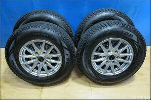 サ★5575★ダンロップ・195/80R15・スタッドレス・2022年・タイヤ・BISON 15×6J・ET44・穴6・PCD139.7・社外アルミ・キャラバン等★