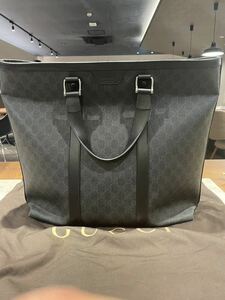 ①①GUCCI グッチ　GG スプリーム　トートバッグ　ボストンバッグ　322063493075黒 レザー ブラック 