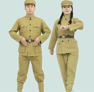 【送料無料】北朝鮮軍服 レトロ 制服 トップス パンツ ベルトセット【複製品】S〜XL