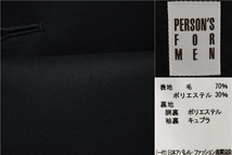 3SK066】パーソンズフォーメン 細身 2つボタン シングルスーツ ノータック 春秋 背抜き ブラック 無地 YA7 M ビジネス 定番 H15X5601_画像3