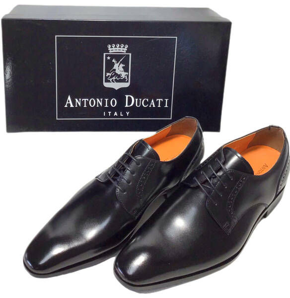 ANTONIO DUCATI アントニオデュカティDC1175 25.5cm ブラック メンズビジネスシューズ 3E 外羽根 プレーントゥ ロングノーズ 紳士 
